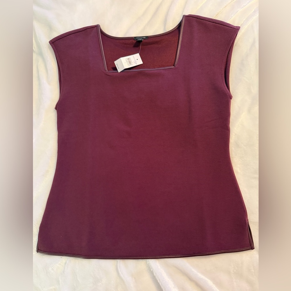 Ann Taylor Rich Purple Short Sleeve Top - Picture 4 of 6